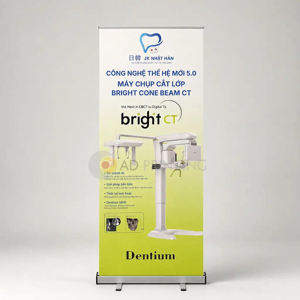 Standee cuộn nhôm bạc